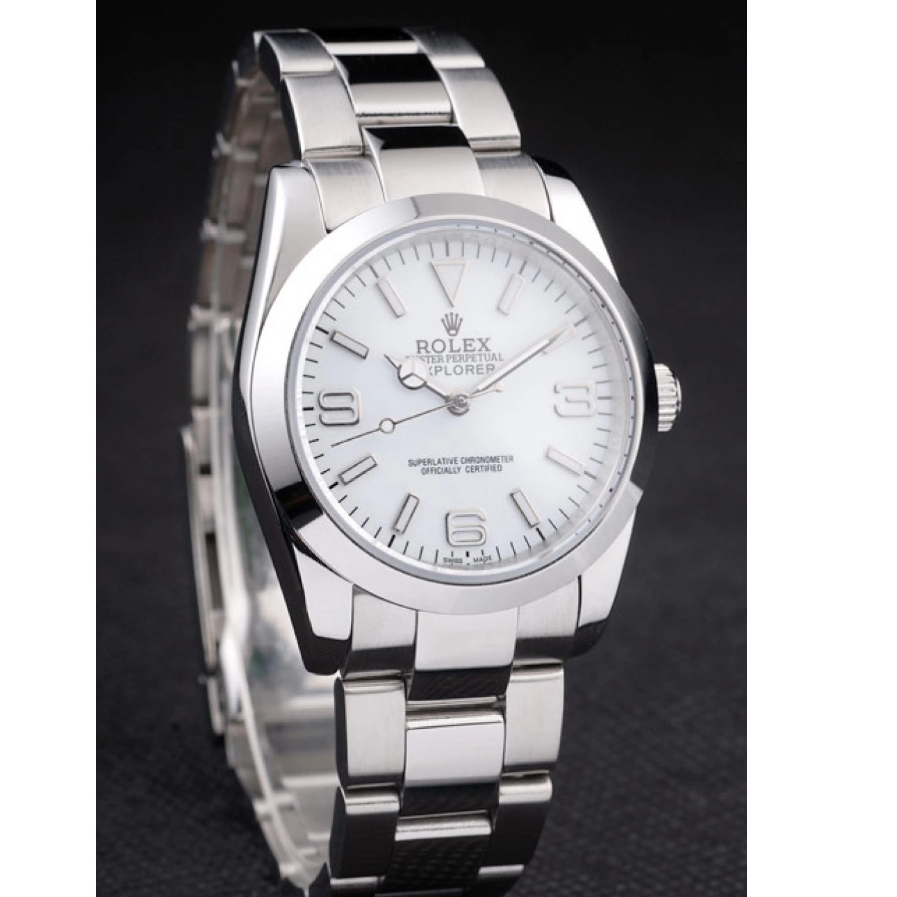 Aaa fake watches Steel 98086 Stainless Explorer Polished White Dial Rolex 0725